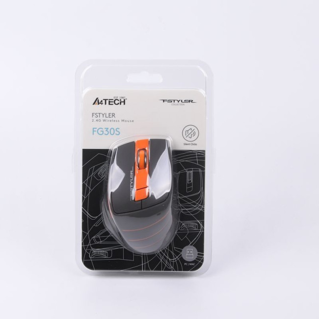 Миша бездротова безшумна Fstyler, USB, 2000 dpi, помаранчевий