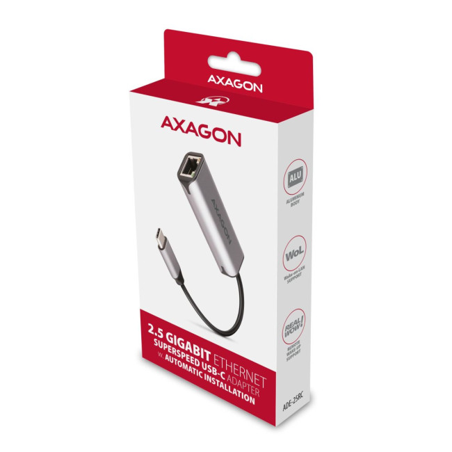 Мережевий адаптер AXAGON ADE-25RC SuperSpeed USB-C 2.5 gigabit, сірий
