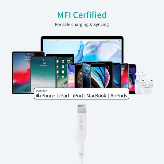 Кабель MFI, USB 2.0 Power Delivery (PD), C-тато/Lightning, 1.2 м
