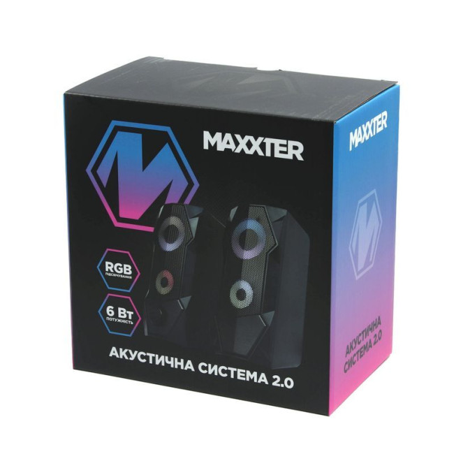 Акустична система, пластиковий корпус, 6 Вт, USB живлення, RGB підсвічування, чорний