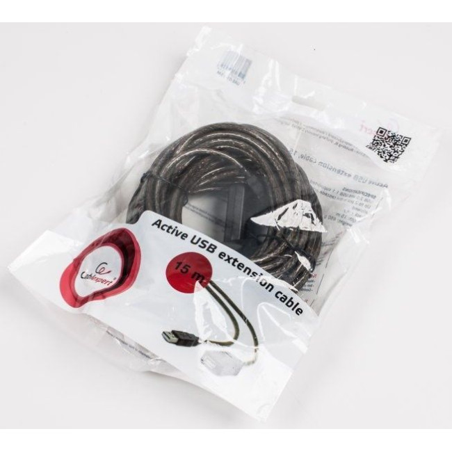 Подовжувач USB 2.0, активний, 15 м, чорний