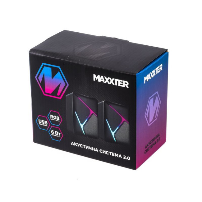 Акустична система, пластиковий корпус, 6 Вт, USB живлення, RGB підсвічування, чорний