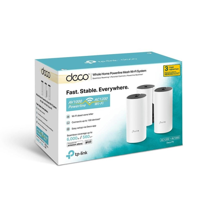 Домашня Powerline Mesh Wi-Fi система (3 шт у комплекті), арт. Deco P9(3-pack) TP-LINK