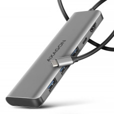 Хаб концентратор AXAGON HMC-5HL USB-C 5Гбіт/с SuperSpeed 5in1 hub, Сірий