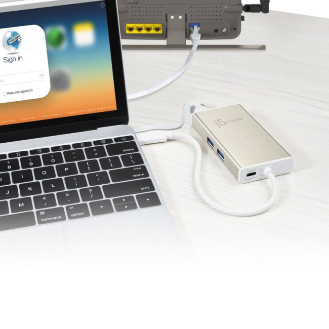 Мультиадаптер USB-C 5-в-1 (хаб/HDMI/PD/LAN), сірий
