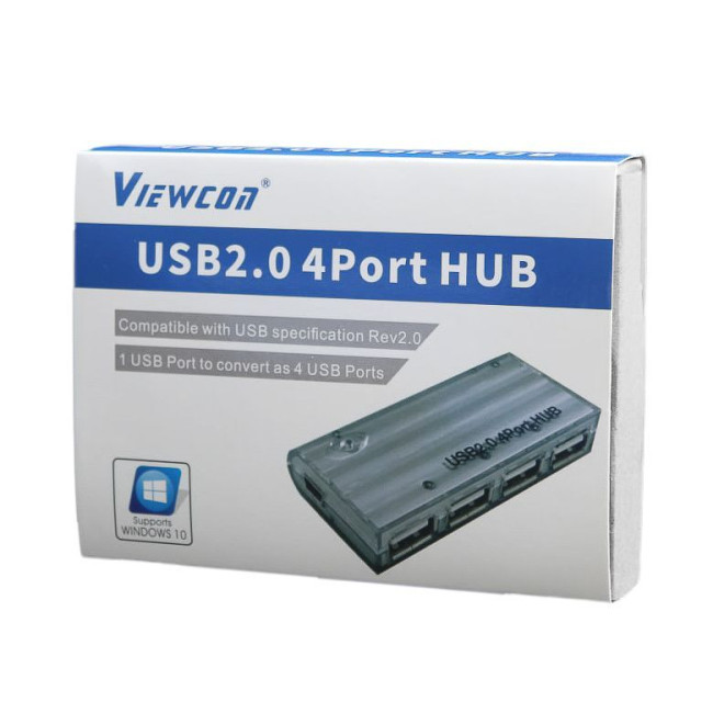 Хаб USB 2.0, 4 порти, без блоку живлення