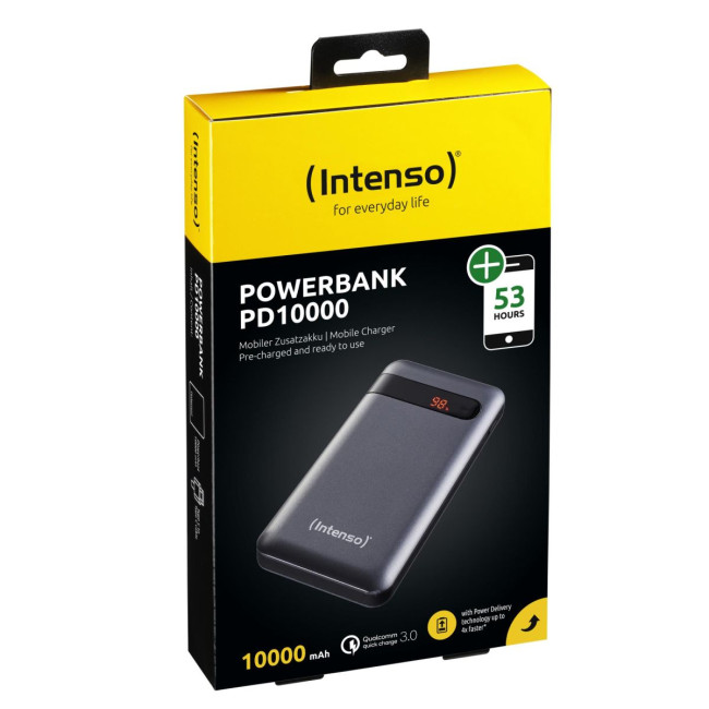 Портативний зарядний пристрій USB 10000MAH QC3.0 ANTHRACITE PD10000 INTENSO