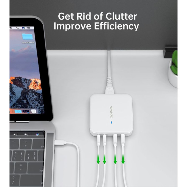 Мережевий зарядний пристрій, GaN, 2 USB-A / 2 USB-C, 100Вт, QC3.0/PD/PPS