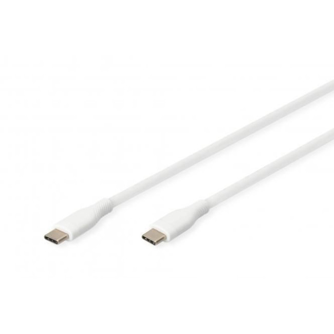 Кабель для зарядки USB-C, USB-C - USB-C 1 м, USB 2.0, 60W, силіконовий, білий AK-300341-010-W DIGITUS by ASSMANN