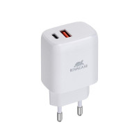 Мережевий зарядний пристрій, 1 USB-A + 1 Type-C, QC 3.0+PD 20 Вт, білий
