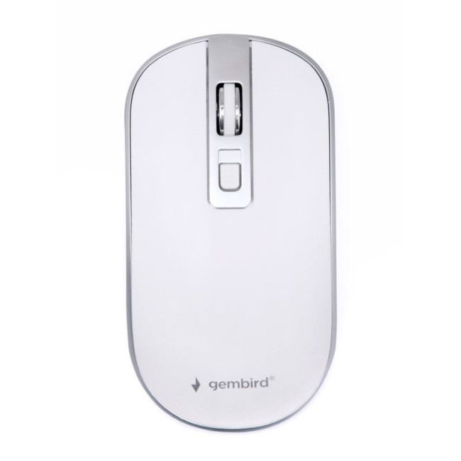 Бездротова оптична миша, USB, 1600 dpi, біла з сірим