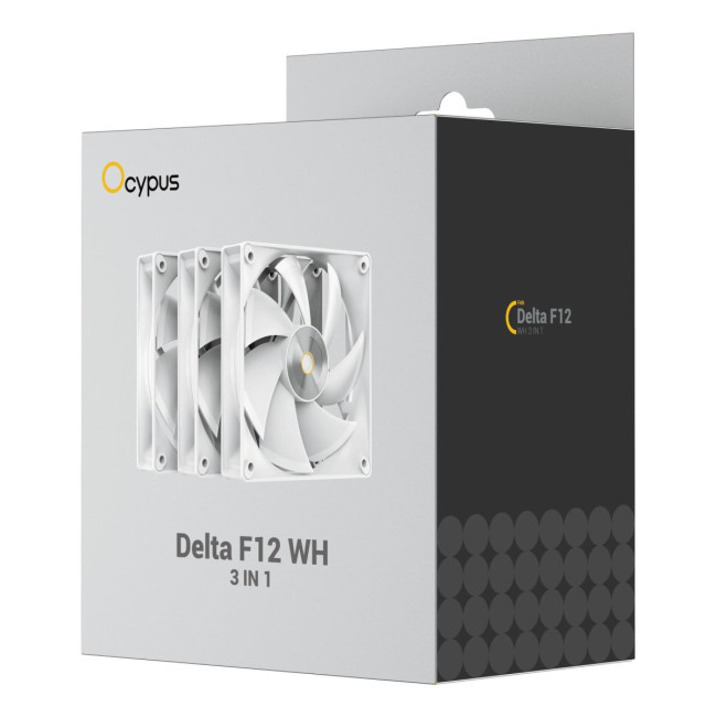 Набір із трьох вентиляторів для корпусу 120MM DELTA F12 3 IN 1 білий (DELTA-F12-WH3NM00X-GL) OCYPUS
