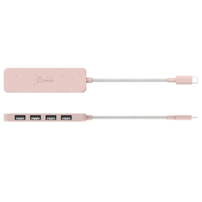 Хаб USB 3.2, 10Gbps, USB-С на 4 USB-A, червоний