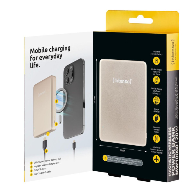 Портативний зарядний пристрій USB 10000MAH MAG CHAMPAGNE MW10000 7344031 INTENSO