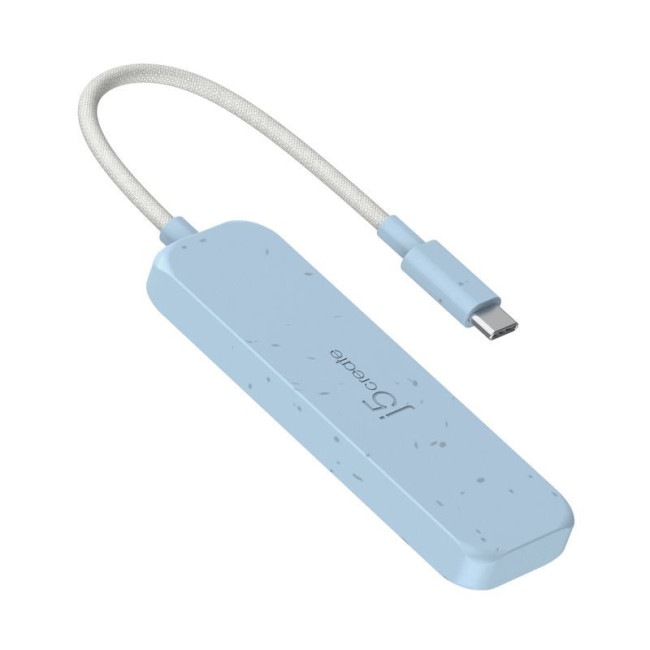 Хаб USB 3.2, 10Gbps, USB-С на 4 USB-A, блакитний