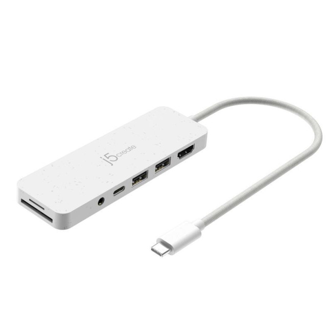 Мультиадаптер USB-C 6-в-1 (хаб/HDMI/картридер/аудіо), білий