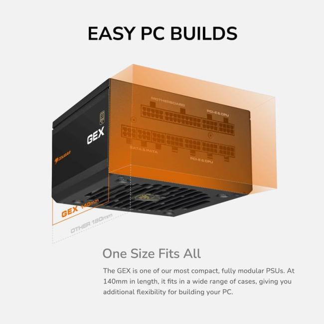 Блок живлення 650 Вт, 80 Plus Gold, Modular, 120 мм Silent Fan, 8SATA + 4PCI-E