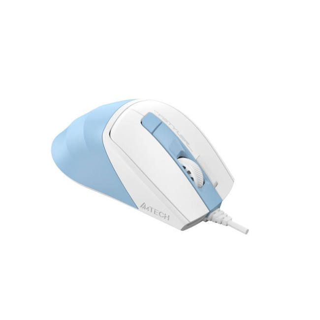 Миша дротова безшумна Fstyler, USB, 2400 dpi, білий+блакитний