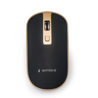 Бездротова оптична миша, USB, 1600 dpi, чорна с золотом
