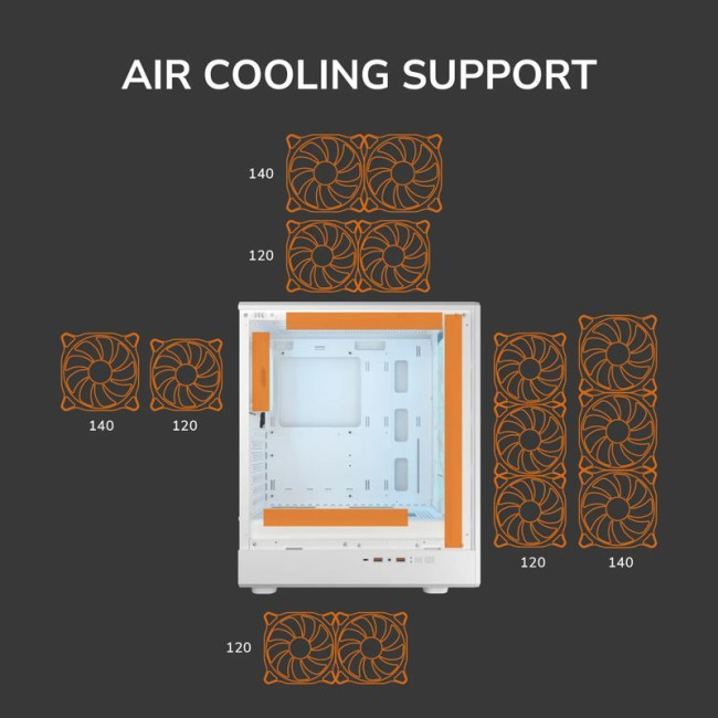 Ігровий корпус, 3*120mm ARGB, 1*120mm ARGB вентилятори передвстановлені, ATX/mATX/mini-ITX, скляне вікно