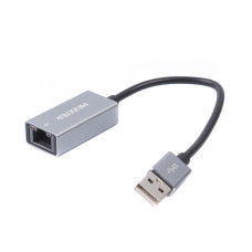 Адаптер, USB на Ethernet, 100 Mbps, метал, темно-сірий