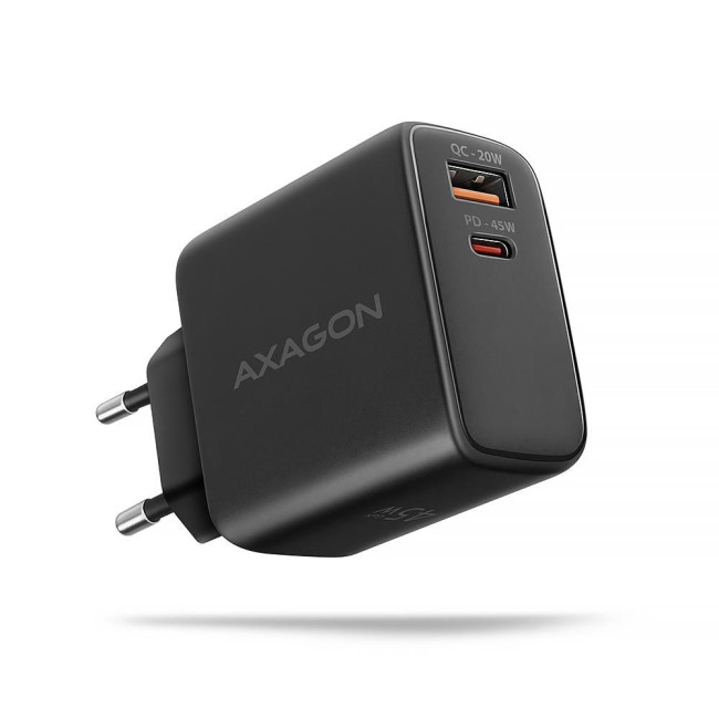 Мережевий зарядний пристрій AXAGON ACU-PQ45, QC3.0,4.0/AFC/FCP/PPS/Apple + PD type-C, 45W, Чорний