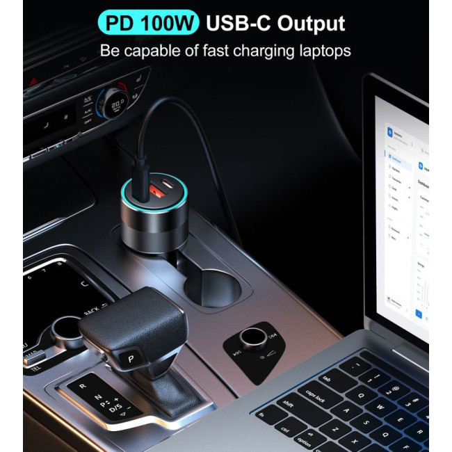 Автомобільний зарядний пристрій, 2 USB-C+USB-A, 130Вт, QC3.0/PD/PPS, чорний