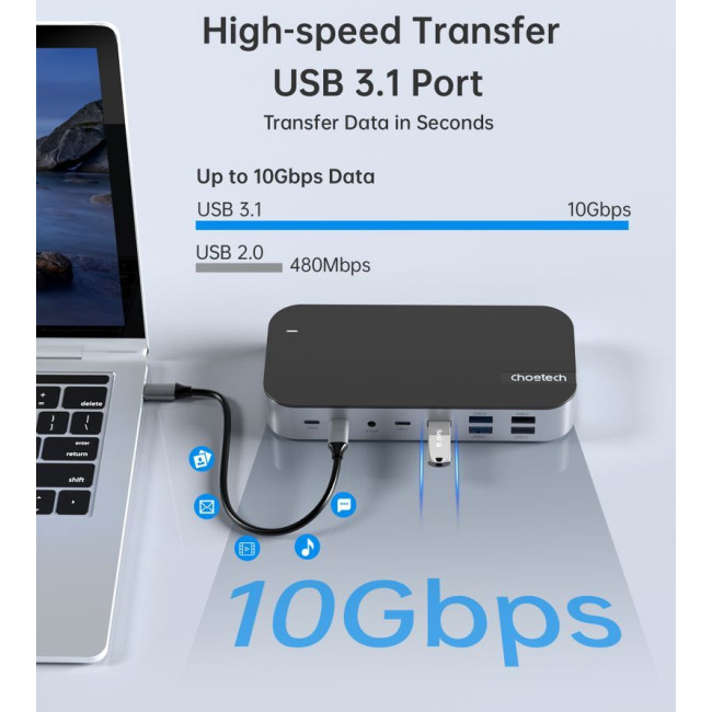 Док станція USB-C 15-в-1 (HDMI / PD / картридер / LAN / USB-A / USB-C Аудіо), алюміній
