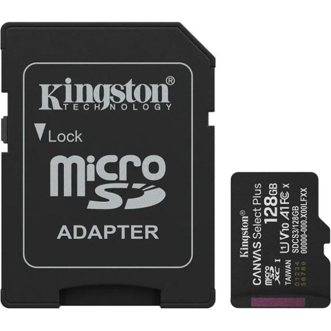 Картка пам'ятi Kingston microSDXC 128Gb Canvas Select + Gen3 150MB/s A1 +Ad