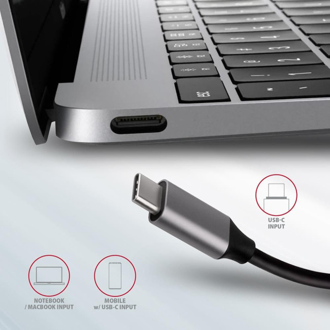 Хаб концентратор AXAGON HMC-7HX2 USB-C 5Гбіт/с DUAL 4K DISPLAY 7in1 hub, Сірий