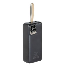 Портативний зарядний пристрій, 30000 mA, PD+QC 20W, з LCD, чорний
