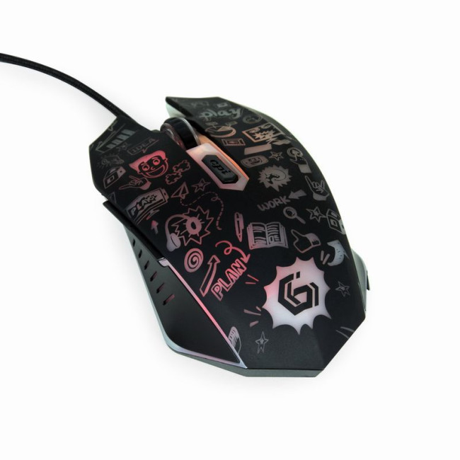 Оптична миша, 6 кнопок, USB інтерфейс, 3600 dpi, пiдсвiчування
