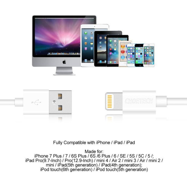 Кабель USB 2.0 А-тато/Lightning , MFI, 1.8 м, преміум, 2.1 А