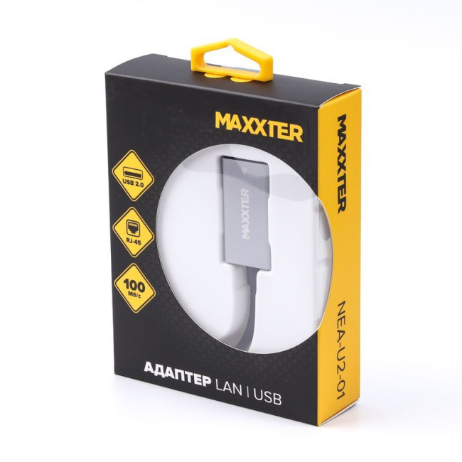 Адаптер, USB на Ethernet, 100 Mbps, метал, темно-сірий