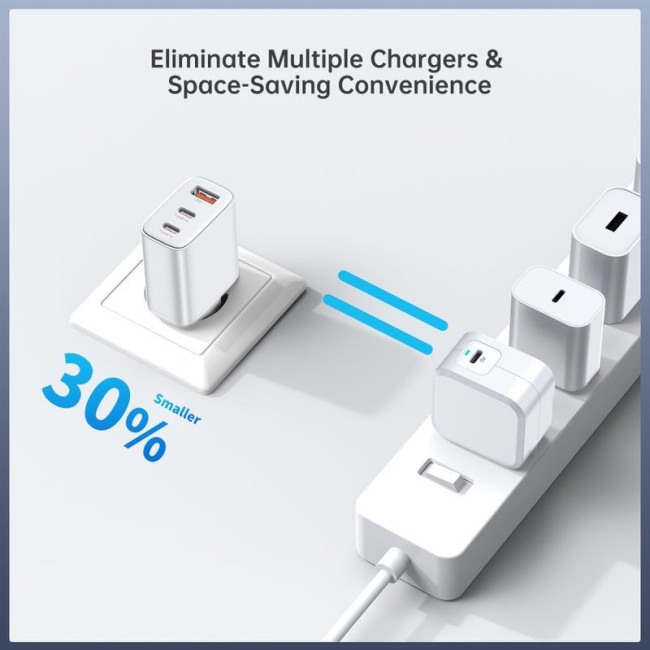 Мережевий зарядний пристрій, USB-A/USB-C, 30Вт, QC3.0/PD/PPS