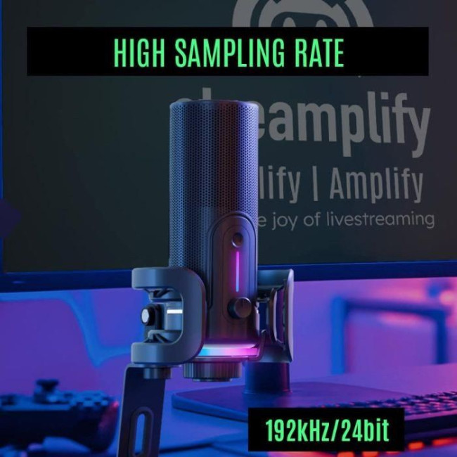 Мікрофон Streamplify MIC PRO-192-RGB-ST, чорний