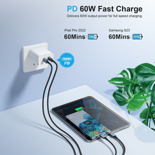 Кабель USB 2.0 C-тато/C-тато, 60 ватт, 1.2 м, преміум