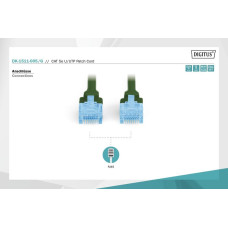 Патч-корд CAT 5e U-UTP, Cu, PVC AWG 26/7, довжина 0,5 м, колір зелений DK-1511-005/G DIGITUS by ASSMANN