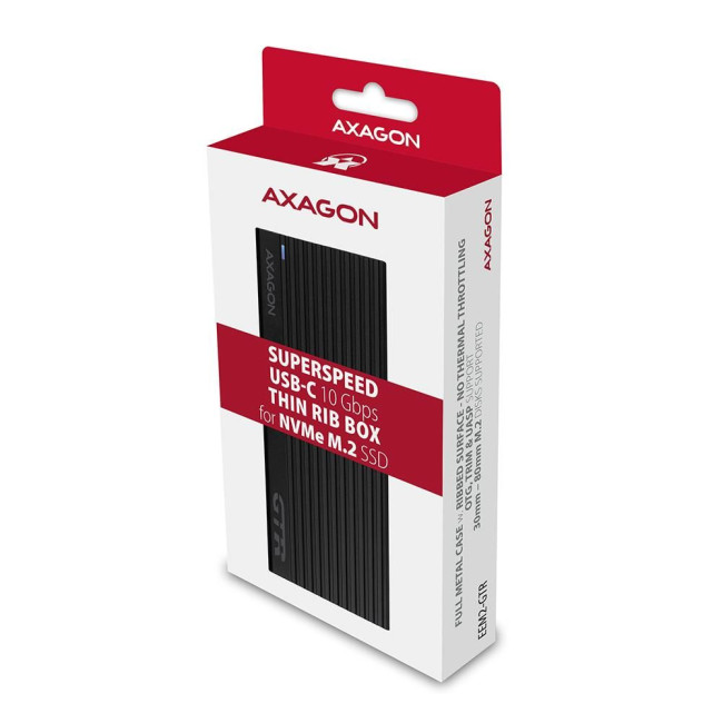 Зовнішній карман для SSD-накопичувачів AXAGON EEM2-GTR SuperSpeed+ USB-C - NVMe M.2 THIN RIB box