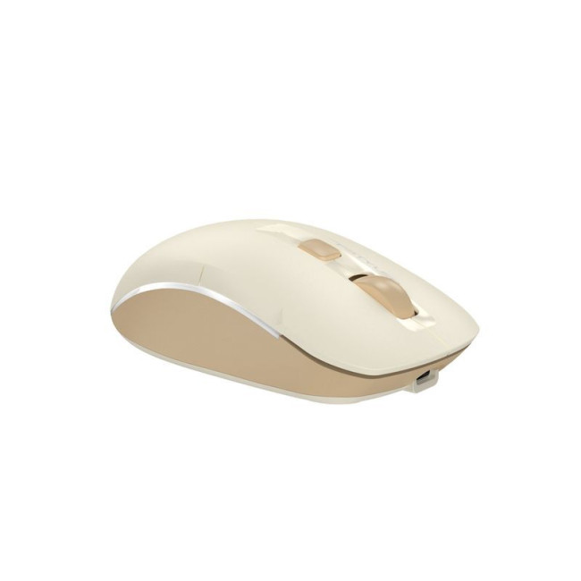 Миша бездротова безшумна Fstyler, Bluetooth / 2.4 ГГц, вбудований акумулятор, 2000DPI, бежевий