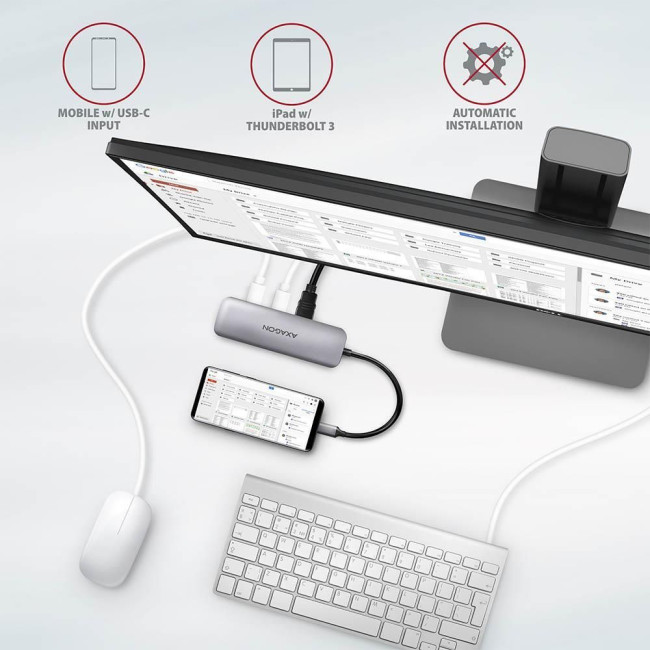 Хаб концентратор AXAGON HMC-5 SuperSpeed USB-C COMBO 5in1 hub, Сірий