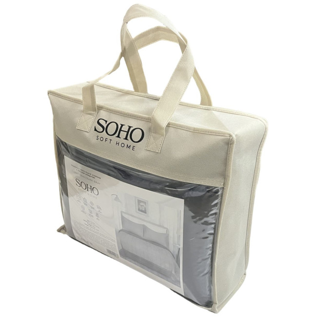 Комплект постільної білизни з легкою ковдрою Soho Євро 200х220 см Light gray/Dark gray