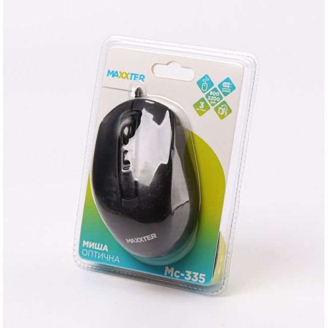 Миша оптична, USB, 1600 dpi, чорнa