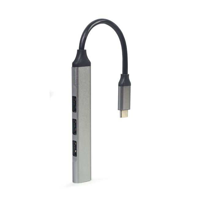 Хаб Type-C на 4 порти (1xUSB3.1 + 3xUSB2.0), метал, срiбний