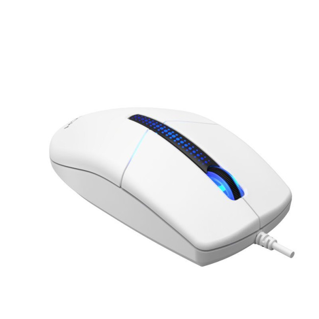 Миша дротова безшумна USB, синє підсвічування, 1200 dpi, білий
