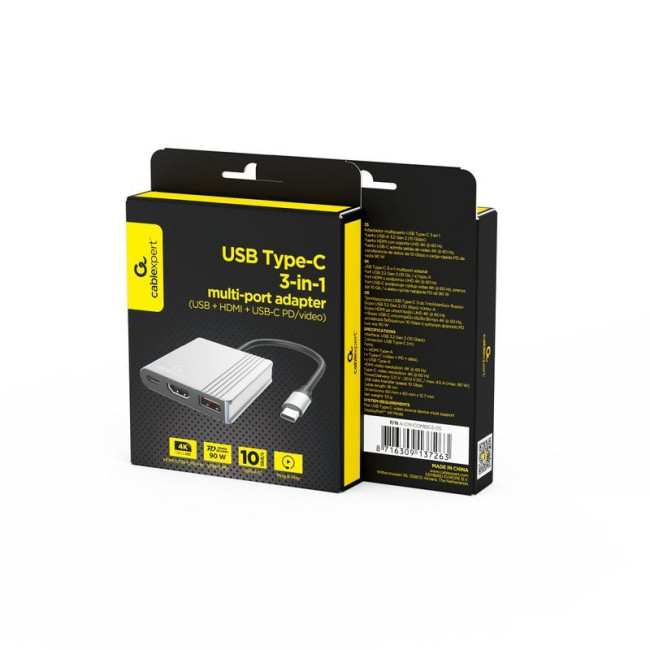 Док станція USB-C 3-в-1 (USB/HDMI/PD), сірий