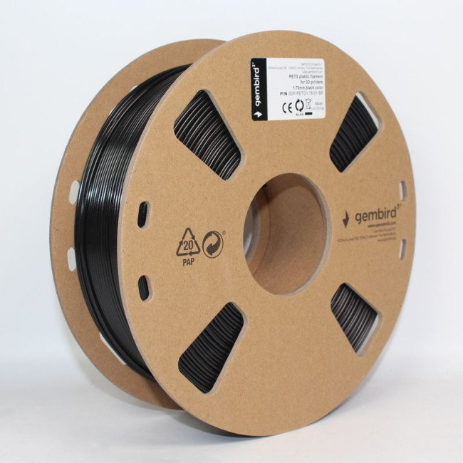 Філамент для 3D-принтера, PETG, 1.75 мм, чорний, 1 кг