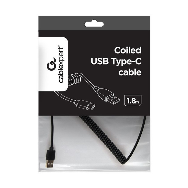 Кабель спіральний USB 2.0 A-тато/С-тато