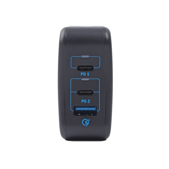 Мережевий зарядний пристрій для ноутбука/планшета/телефону, 1 USB-A + 2USB-C (PD 65W+PD 18W + QC 3.0)