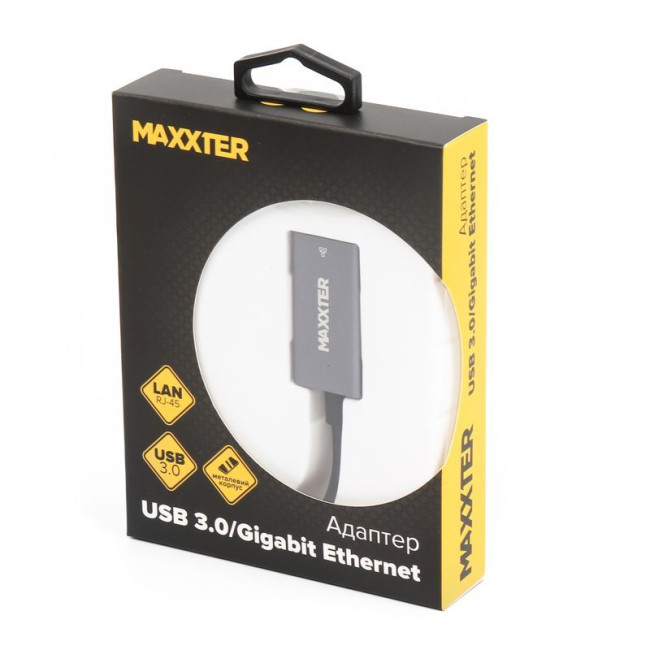 Адаптер, USB на Gigabit Ethernet, 1000 Mbps, метал, темно-сірий